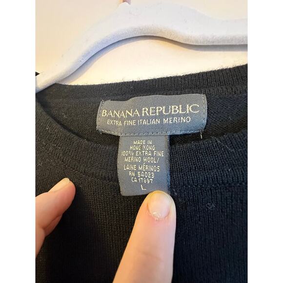Banana Republic Men’s Extra Fine Italian Merino Wool Pullover Sweater Black L - Picture 4 of 4
